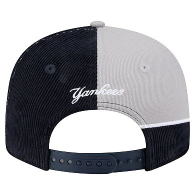 Men's New Era Navy/Gray New York Yankees Retro Split Corduroy Snapback Hat