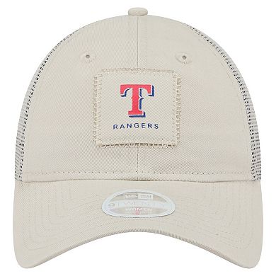 Women's New Era Light Beige Texas Rangers Square Stitch 9TWENTY Adjustable Hat