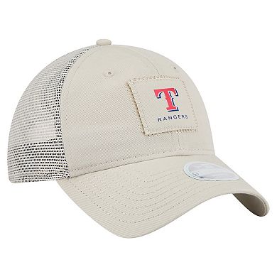 Women's New Era Light Beige Texas Rangers Square Stitch 9TWENTY Adjustable Hat