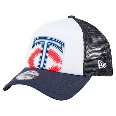 Toddler New Era White/Navy Minnesota Twins Painted A-Frame 9FORTY Trucker Adjustable Hat