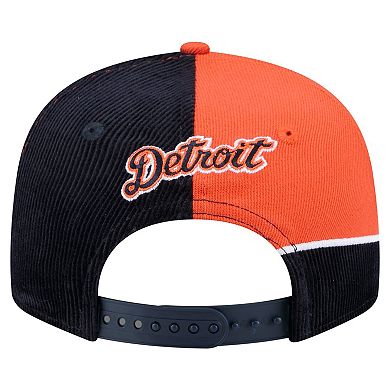 Men's New Era Navy/Orange Detroit Tigers Retro Split Corduroy Snapback Hat