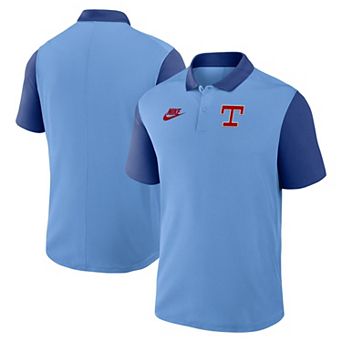 Men's Nike Light Blue/Royal Texas Rangers Cooperstown Collection Color-Block Victory Performance Polo