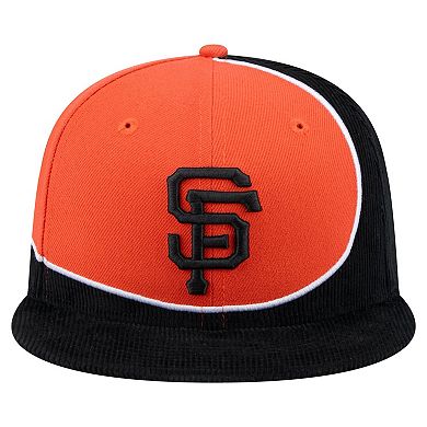 Men's New Era Black/Orange San Francisco Giants Retro Split Corduroy Snapback Hat