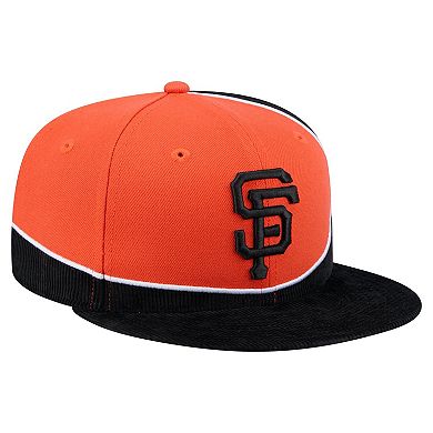 Men's New Era Black/Orange San Francisco Giants Retro Split Corduroy Snapback Hat