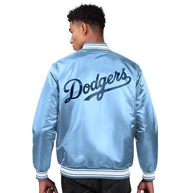 Men's Starter Light Blue Los Angeles Dodgers Locker Room Satin Full-Snap Varsity Jacket