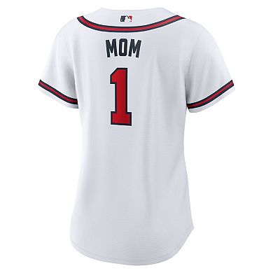 Women's Nike White Atlanta Braves #1 Mom Home Replica Jersey