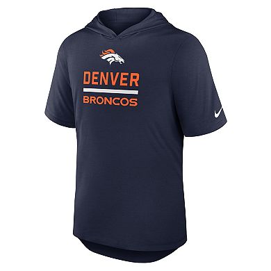Men's Nike Navy Denver Broncos Lockup Tri-Blend Hoodie T-Shirt