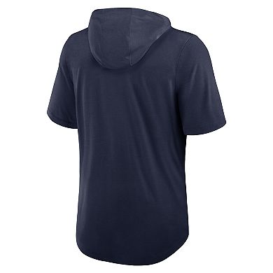 Men's Nike Navy Denver Broncos Lockup Tri-Blend Hoodie T-Shirt