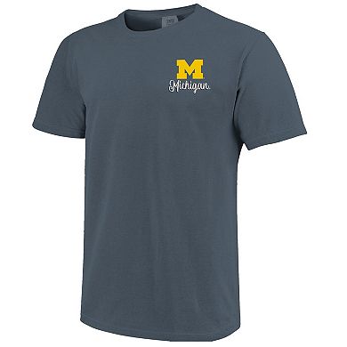Women's Navy Michigan Wolverines Comfort Colors Campus Scene Drawing Script T-Shirt