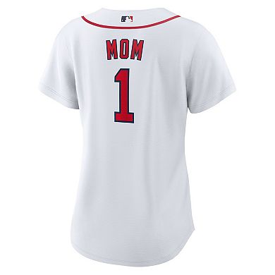 Women's Nike White Boston Red Sox #1 Mom Home Replica Jersey
