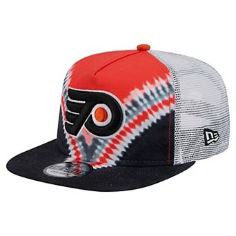 Men's New Era Black/Orange Philadelphia Flyers Throwback V-Dye Adjustable Golfer Hat