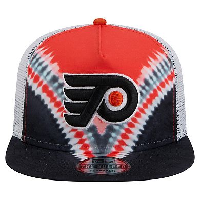 Men's New Era Black/Orange Philadelphia Flyers Throwback V-Dye Adjustable Golfer Hat