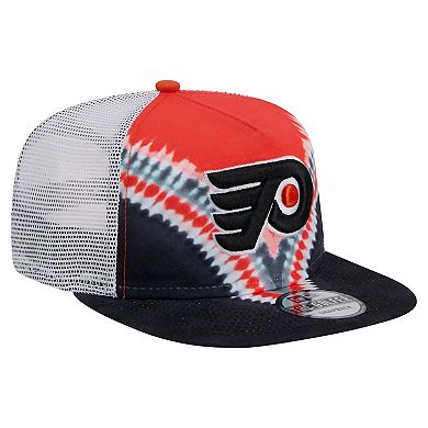 Men's New Era Black/Orange Philadelphia Flyers Throwback V-Dye Adjustable Golfer Hat