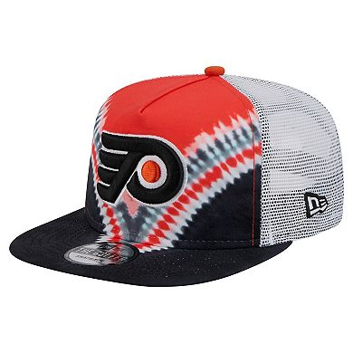 Men's New Era Black/Orange Philadelphia Flyers Throwback V-Dye Adjustable Golfer Hat