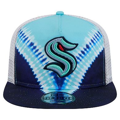 Men's New Era Navy/Light Blue Seattle Kraken Throwback V-Dye Adjustable Golfer Hat