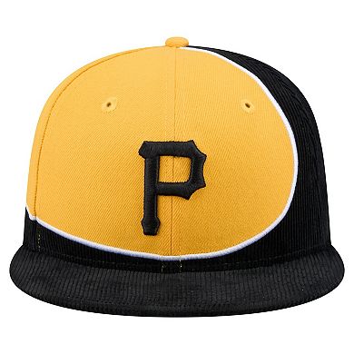 Men's New Era Black/Gold Pittsburgh Pirates Retro Split Corduroy Snapback Hat