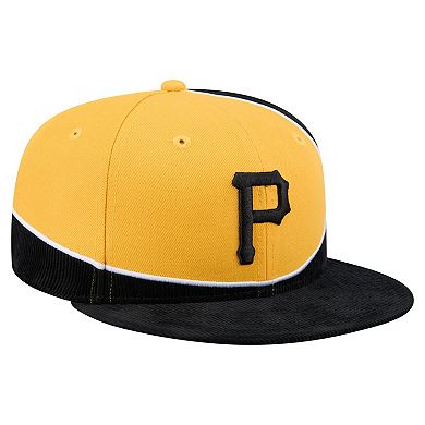 Men's New Era Black/Gold Pittsburgh Pirates Retro Split Corduroy Snapback Hat