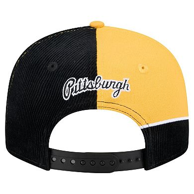 Men's New Era Black/Gold Pittsburgh Pirates Retro Split Corduroy Snapback Hat