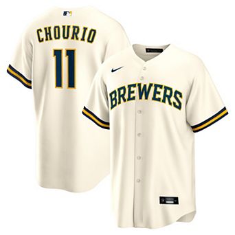 Men's Nike Jackson Chourio Cream Milwaukee Brewers Home Replica Jersey