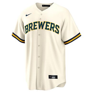 Men's Nike Jackson Chourio Cream Milwaukee Brewers Home Replica Jersey