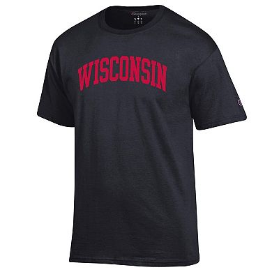 Men's Champion Black Wisconsin Badgers Basic Arch T-Shirt