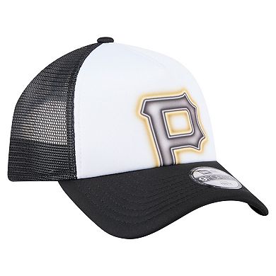 Toddler New Era White/Black Pittsburgh Pirates Painted A-Frame 9FORTY Trucker Adjustable Hat