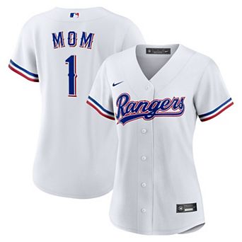 Women's Nike White Texas Rangers #1 Mom Home Replica Jersey