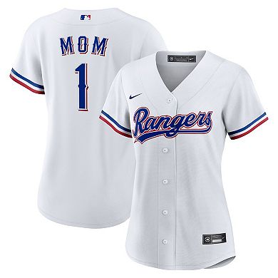 Women's Nike White Texas Rangers #1 Mom Home Replica Jersey