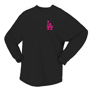 Women's Fanatics Black Los Angeles Dodgers Neon Jersey Long Sleeve T-Shirt
