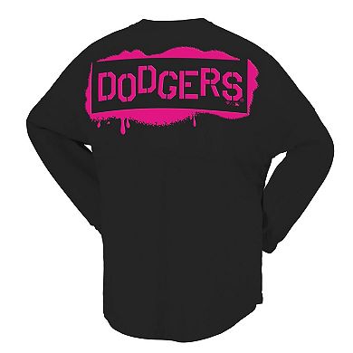 Women's Fanatics Black Los Angeles Dodgers Neon Jersey Long Sleeve T-Shirt