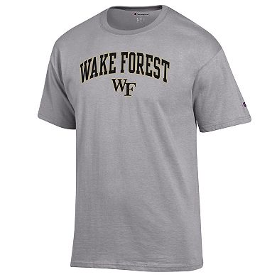 Men's Champion Heather Gray Wake Forest Demon Deacons Arch Over Logo T-Shirt