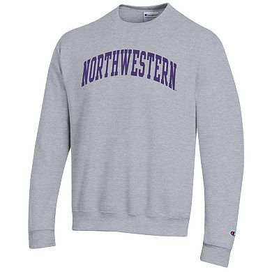 Men's Champion Heather Gray Northwestern Wildcats Basic Arch Fleece Pullover Sweatshirt