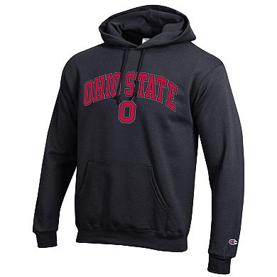 Men's Champion Black Ohio State Buckeyes Arched Logo Fleece Pullover Hoodie