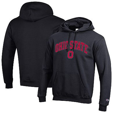 Men's Champion Black Ohio State Buckeyes Arched Logo Fleece Pullover Hoodie