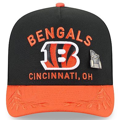 Men's New Era Black/Orange Cincinnati Bengals 2025 NFL Draft On Stage A-Frame 59FIFTY Fitted Hat