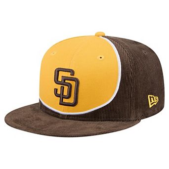 Men's New Era Brown/Gold San Diego Padres Retro Split Corduroy Snapback Hat