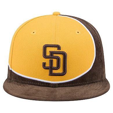 Men's New Era Brown/Gold San Diego Padres Retro Split Corduroy Snapback Hat