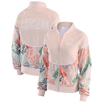 Women's WEAR by Erin Andrews Sand Chicago Cubs Raglan Full-Zip Track Jacket