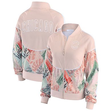 Women's WEAR by Erin Andrews Sand Chicago Cubs Raglan Full-Zip Track Jacket
