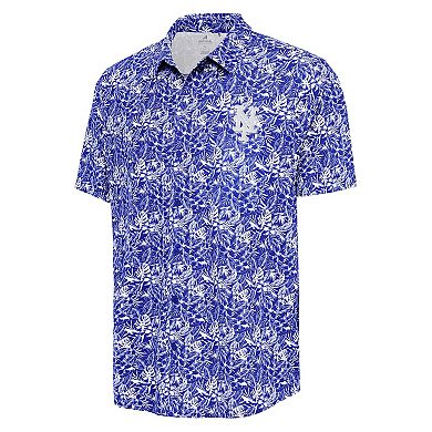 Men's Antigua Royal New York Mets Resort Button-Up Shirt