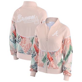 Women's WEAR by Erin Andrews Sand Atlanta Braves Raglan Full-Zip Track Jacket