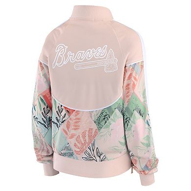 Women's WEAR by Erin Andrews Sand Atlanta Braves Raglan Full-Zip Track Jacket