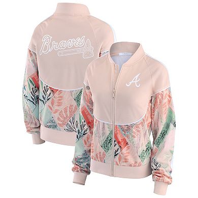 Women's WEAR by Erin Andrews Sand Atlanta Braves Raglan Full-Zip Track Jacket