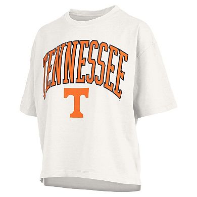 Women's Pressbox White Tennessee Volunteers Nelson Arch Over Logo Waist Length Oversized Slub T-Shirt