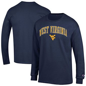 Men's Champion Navy West Virginia Mountaineers Arch Over Logo Long Sleeve T-Shirt