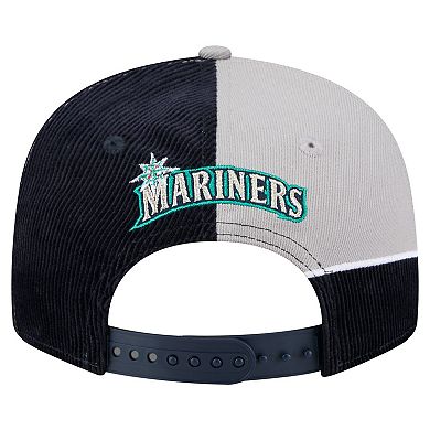 Men's New Era Navy/Gray Seattle Mariners Retro Split Corduroy Snapback Hat