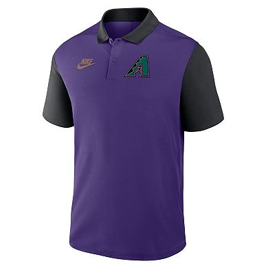 Men's Nike Purple/Black Arizona Diamondbacks Cooperstown Collection Color-Block Victory Performance Polo