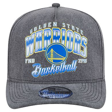 Men's New Era Charcoal Golden State Warriors Throwback Washed Pre-Curved 9FIFTY Snapback Hat
