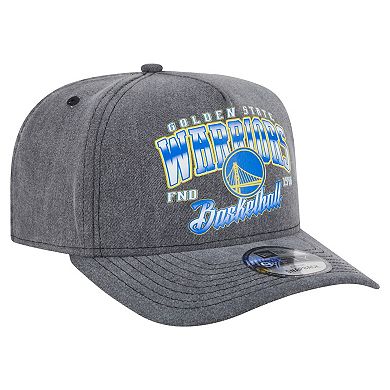 Men's New Era Charcoal Golden State Warriors Throwback Washed Pre-Curved 9FIFTY Snapback Hat