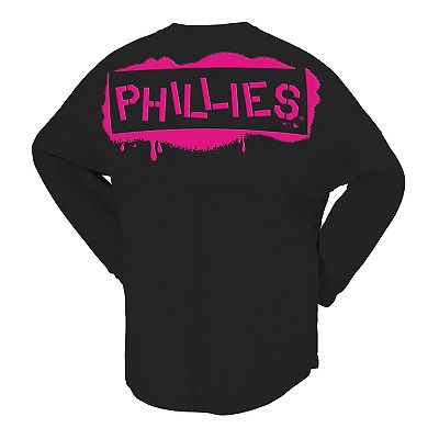 Women's Fanatics Black Philadelphia Phillies Neon Jersey Long Sleeve T-Shirt